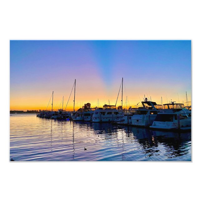 Impression Photo Coucher de soleil du port San Diego, Californie Ph (Devant)