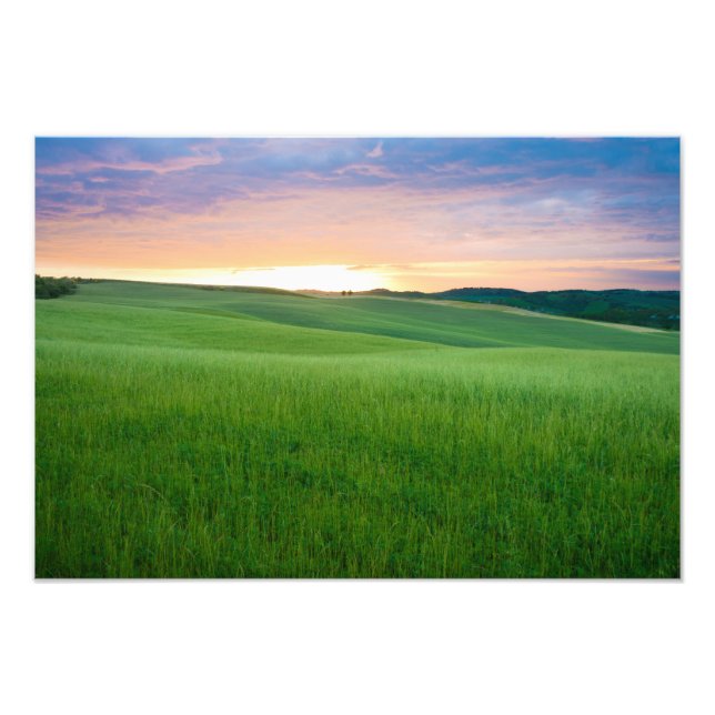 Impression Photo Coucher de soleil en Toscane (Devant)