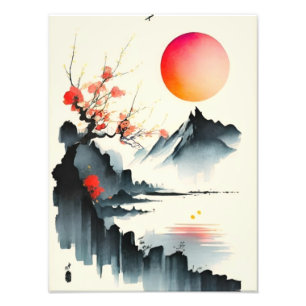 Impression Photo Coucher de soleil japonais sur les fleurs de ceris