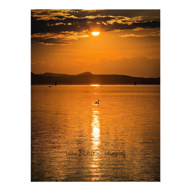 Impression Photo Coucher de soleil, Lac Balaton, Hongrie (Devant)