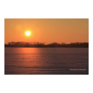 Impression Photo Coucher de soleil orange du Kansas avec agrandisse