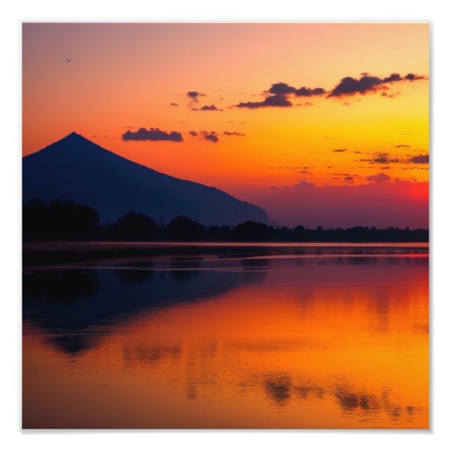 Impression Photo Coucher de soleil paisible du lac Mountain (Devant)