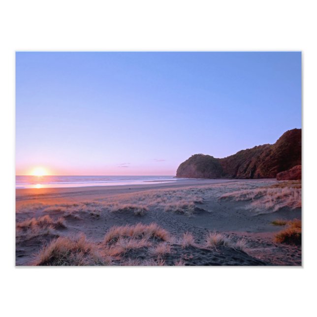 Impression Photo Coucher de soleil Piha Dunes NZ (Devant)