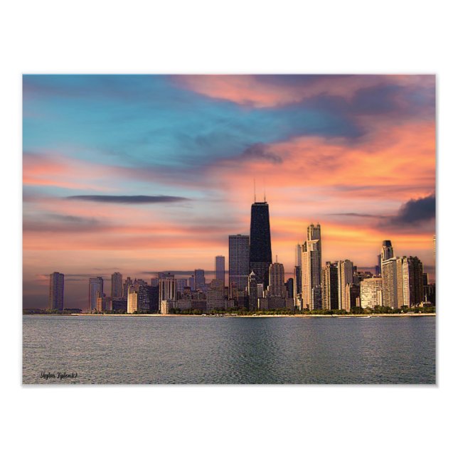 Impression Photo Coucher de soleil profond Chicago  (Devant)