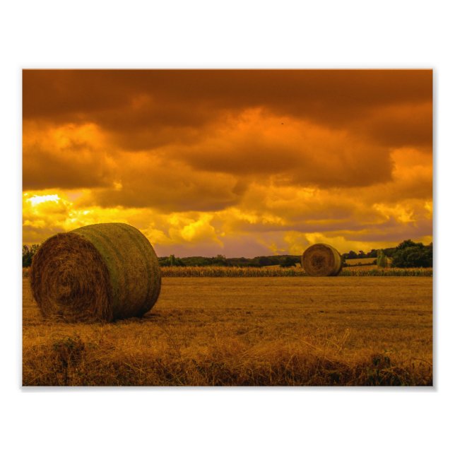 Impression Photo Coucher de soleil spectaculaire sur le terrain (Devant)