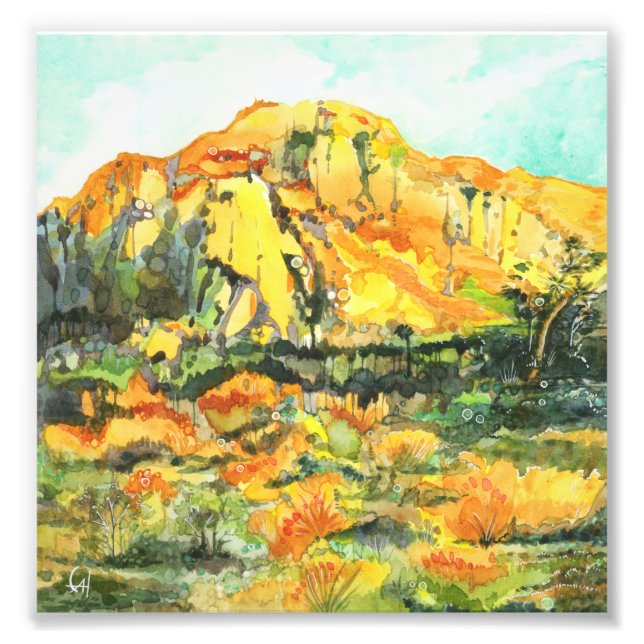 Impression Photo Coucher de soleil sur Joshua Tree - peinture à l'a (Devant)