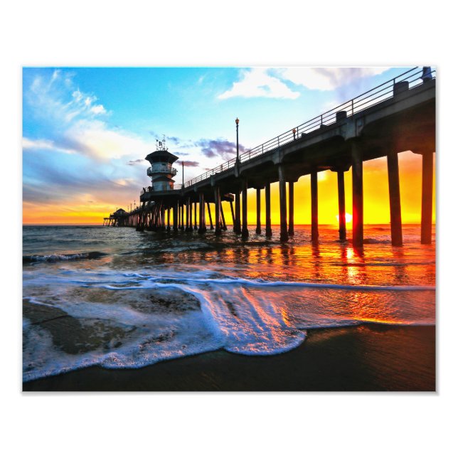 Impression Photo Coucher de soleil sur la jetée de Huntington Beach (Devant)