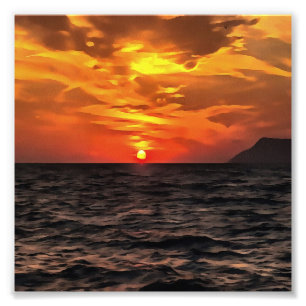 Impression Photo Coucher De Soleil Sur La Peinture Paysagère De La