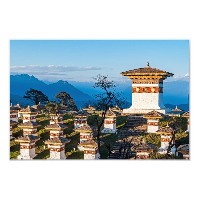 Impression Photo Coucher de soleil sur le col de Dochula - Bhoutan, (Devant)