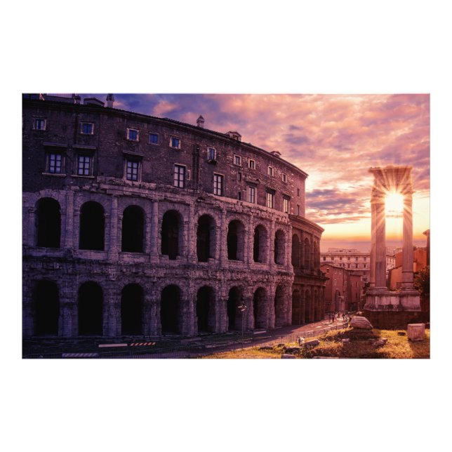Impression Photo Coucher de soleil sur le Colisée de Rome à Rome (Devant)