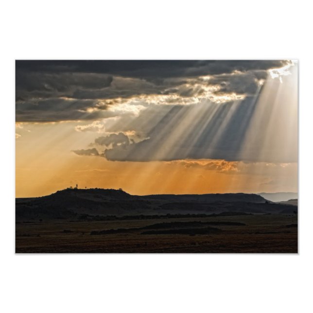 Impression Photo Coucher de soleil sur le Masai Mara. (Devant)
