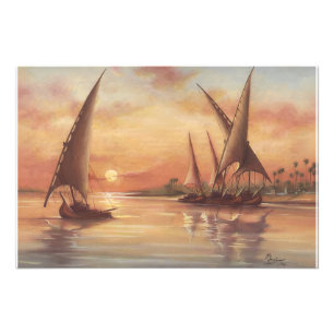 Impression Photo Coucher de soleil sur le Nil - Feluccas Art