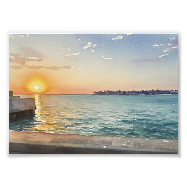 Impression Photo Coucher de soleil sur le port (Devant)