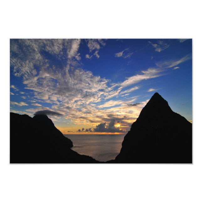 Impression Photo Coucher de soleil sur les Pitons (Devant)