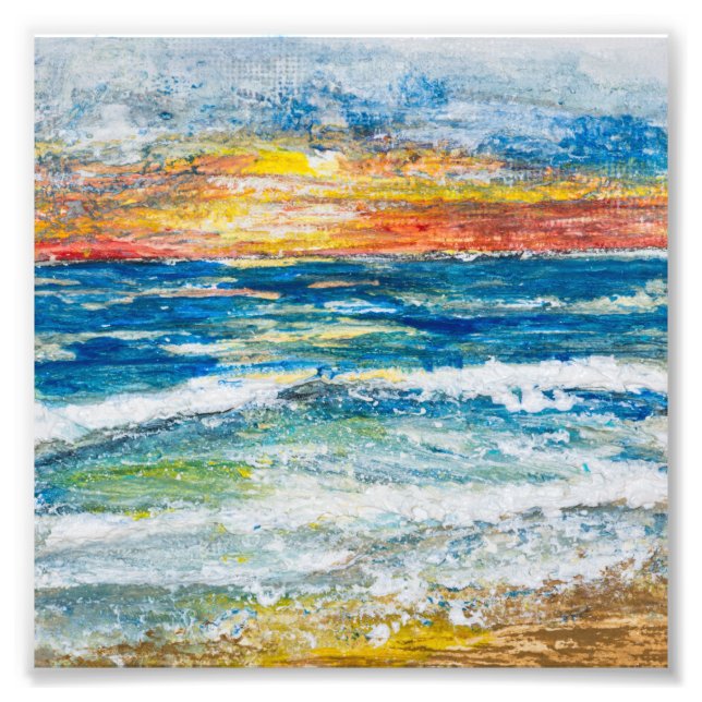 Impression photo - Coucher de soleil sur les vague (Devant)