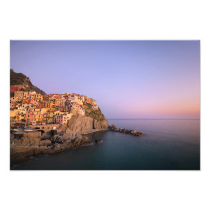 Impression Photo Coucher du soleil au-dessus de village de Manarola