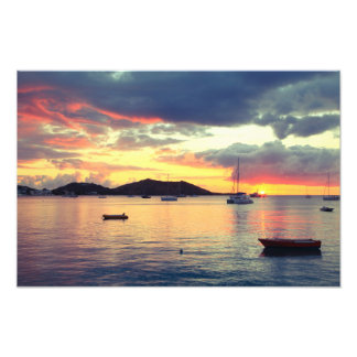 Impression Photo Coucher du soleil du port à Grand Coque, St. Marti