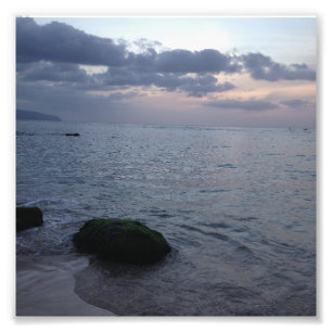 Impression Photo Coucher du soleil et plage en Hawaï