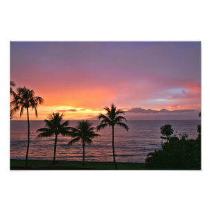 Impression Photo Coucher du soleil tropical d'Hawaï sur la plage