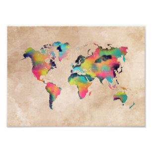 Impression Photo couleur de carte du monde