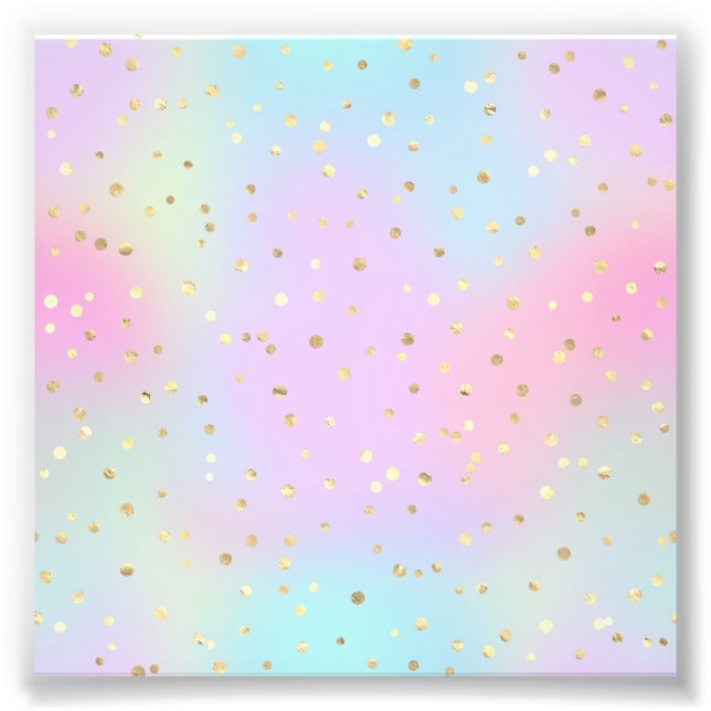 Impression Photo Couleurs pastel bleu rose violet petit doré brilla (Devant)