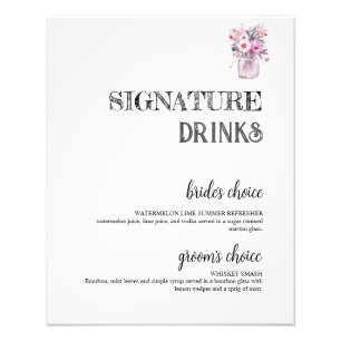 Impression Photo Country Mason Jar Signature Boissons Bar Mariage