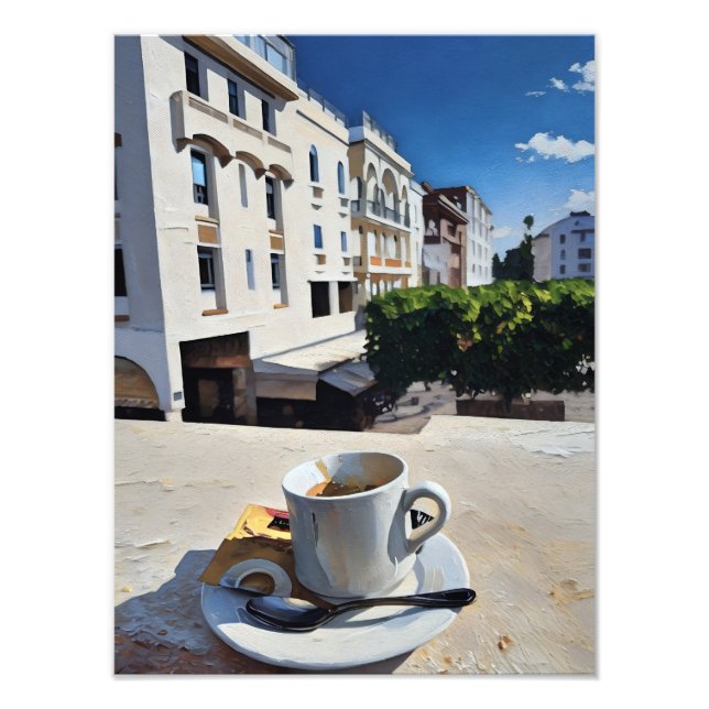 Impression Photo Coupe de café sur balcon (Devant)