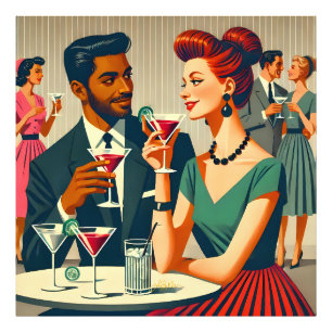 Impression Photo Couples de fête cocktail de milieu de siècle - Pre
