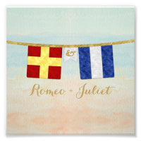 Couples Monogramme Signal Maritime Drapeaux Aquare