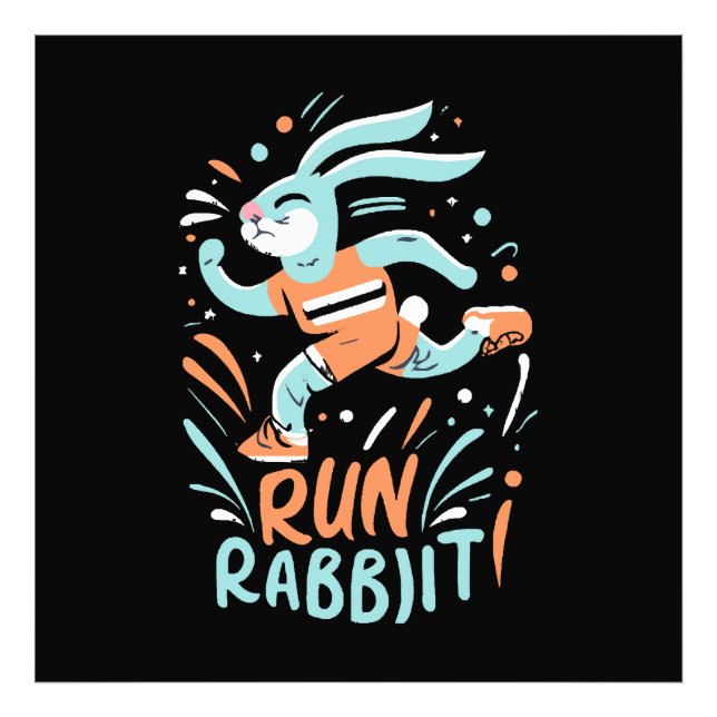 Impression Photo courir lapin marathon coureur lapin mignon (Devant)
