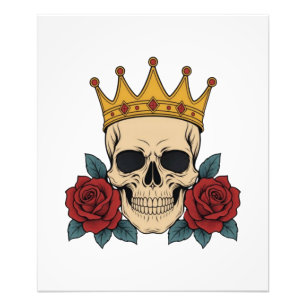 Impression Photo Couronne de crâne gothique avec roses rouges – Bik