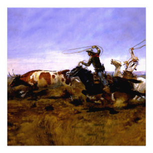 Impression Photo "Cowboys Roping a Steer" par Charles M Russell