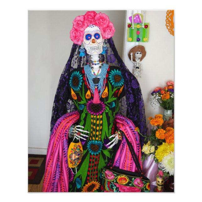 Impression Photo Crâne à sucre de la Catrina mexicaine pour le jour (Devant)