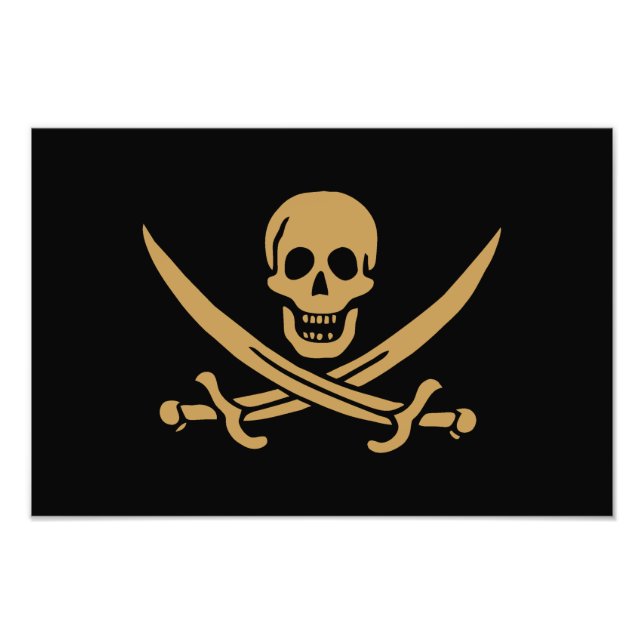 Impression Photo Crâne et Cutlass d'or aztèque Pirate Calico Jack (Devant)