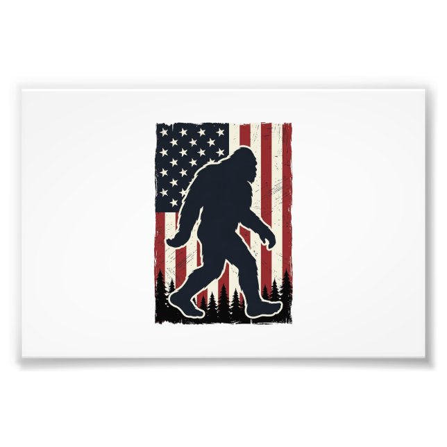 Impression Photo Créature Sauvage Patriotique Drapeau Vintage Vecte (Devant)