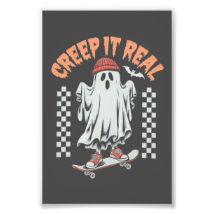 Impression Photo Creep It Real Retro Halloween patinage fantôme