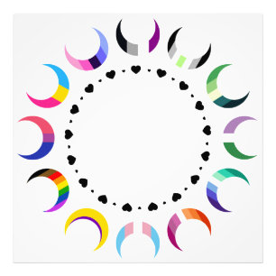 Impression Photo Crescent Pride Lunes et Coeurs Noirs