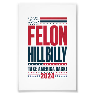 Impression Photo Criminel Hillbilly 2024 Trump Vance 2024 Élection