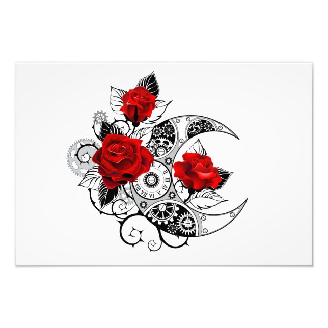 Impression Photo Croissant mécanique avec roses rouges (Devant)