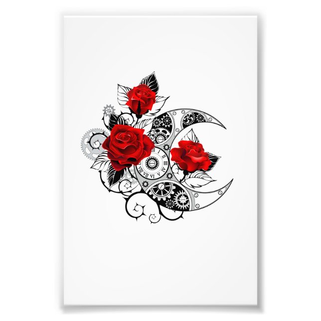 Impression Photo Croissant mécanique avec roses rouges (Devant)