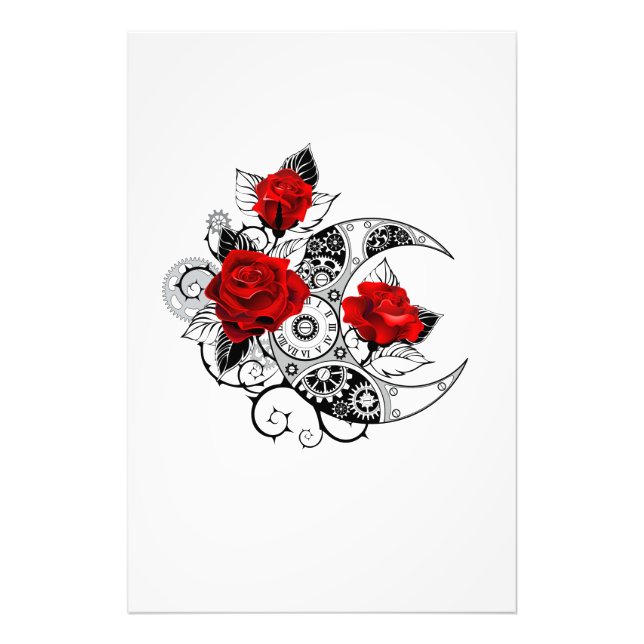 Impression Photo Croissant mécanique avec roses rouges (Devant)