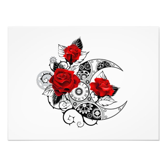Impression Photo Croissant mécanique avec roses rouges (Devant)