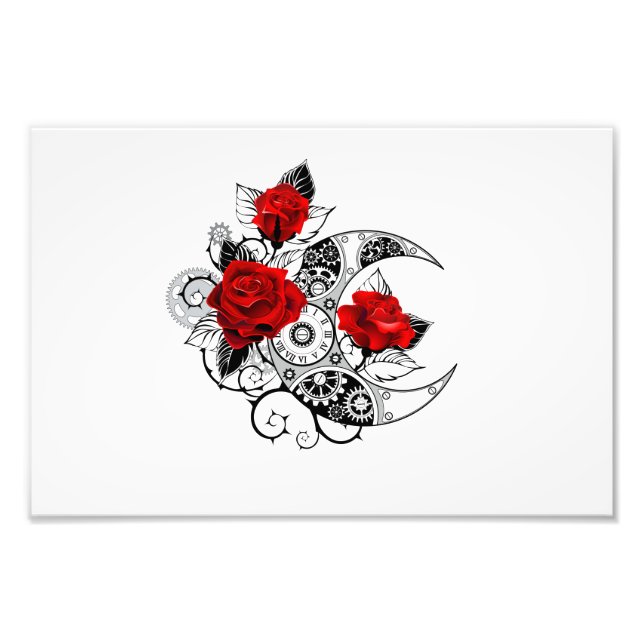 Impression Photo Croissant mécanique avec roses rouges (Devant)
