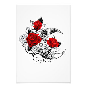 Impression Photo Croissant mécanique avec roses rouges