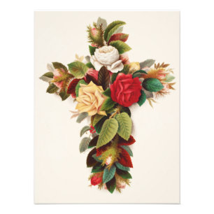 Impression Photo Croix de roses, illustration de l'ère victorienne