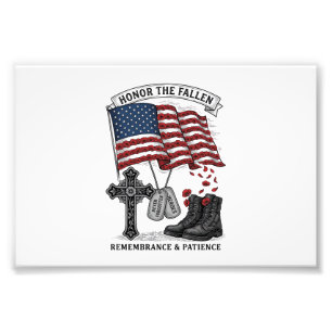 Impression Photo Croix Mémorielle Patriotique Bottes Chemise Drapea