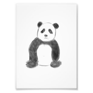 Impression Photo Croquis de panda en noir et blanc