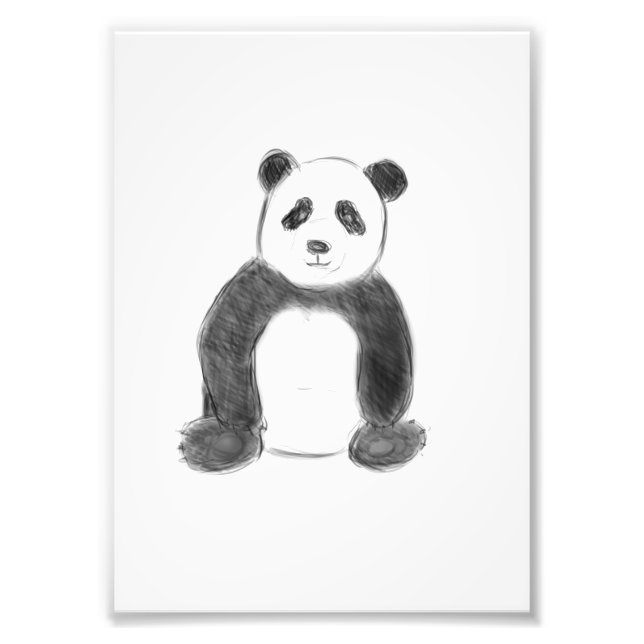 Impression Photo Croquis de panda en noir et blanc (Devant)