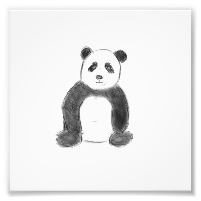 Impression Photo Croquis de panda en noir et blanc (Devant)