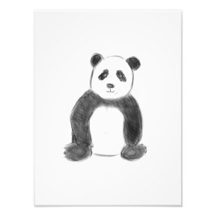 Impression Photo Croquis de panda en noir et blanc
